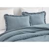 King Oversized Blue Ruffled Edge Microfiber Comforter Set