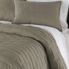 King/Cal King Modern Brick Stitch Microfiber Reversible 3 Piece Comforter Set in Taupe