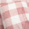 Full/Queen Size Plaid Soft Faux Fur Comforter Set Pink Blush