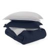 Twin/Twin XL 2-Piece Microfiber Reversible Comforter Set in Navy Blue/Grey