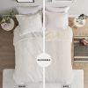 Twin/Twin XL size Reversible Soft Sherpa Faux Fur 2-Piece Comforter Set in Ivory