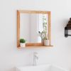 Wall Mirror 21.7"x21.7" Solid Wood Walnut