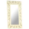 Hand Carved Mirror White 31.5"x19.7" Solid Mango Wood