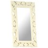 Hand Carved Mirror White 31.5"x19.7" Solid Mango Wood