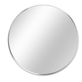 32 IN Metal Round mirror (Color: Silver)