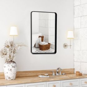 Rectangular Wall Mount Bathroom Mirror with Solid Steel Frame (size: L)