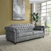 Classic Traditional Living Room Upholstered Sofa with high-tech Fabric Surface/ Chesterfield Tufted Fabric Sofa Couch, Large-White