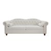 Classic Traditional Living Room Upholstered Sofa with high-tech Fabric Surface/ Chesterfield Tufted Fabric Sofa Couch, Large-White