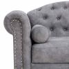 Classic Traditional Living Room Upholstered Sofa with high-tech Fabric Surface/ Chesterfield Tufted Fabric Sofa Couch, Large-White